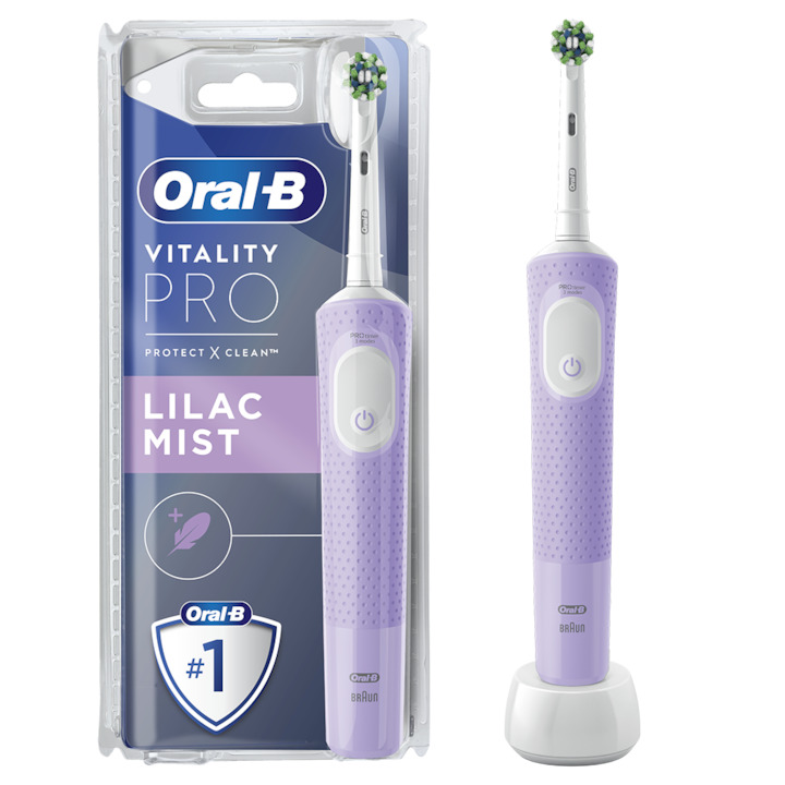 Ел. четка за зъби Oral-B Vitality Pro, 2D почистване, 3 програми, 1 зарядно устройство, 1 накрайник, Лилав